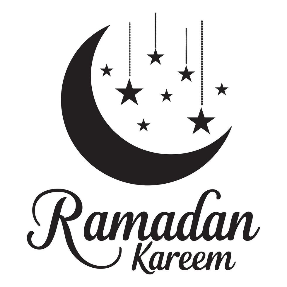 Ramadan Kareem Crescent Moon Stars Design vector