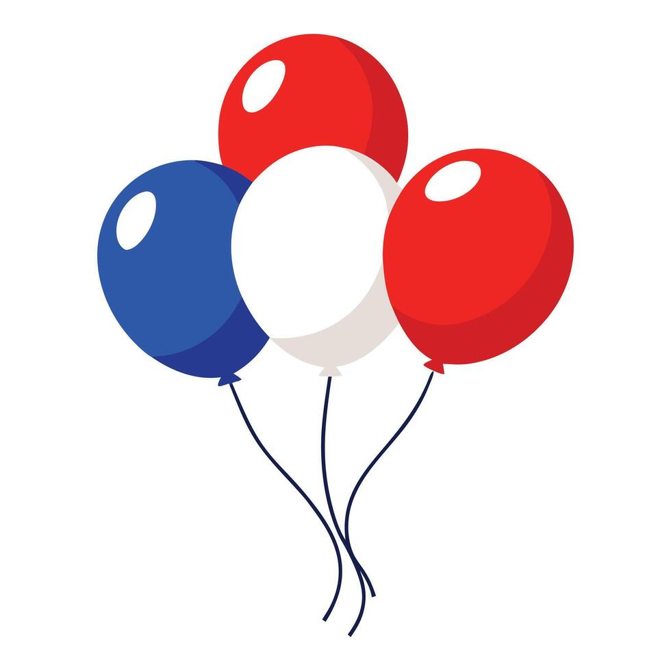 Three Balloons in Red White and Blue Colors Floating Together vector