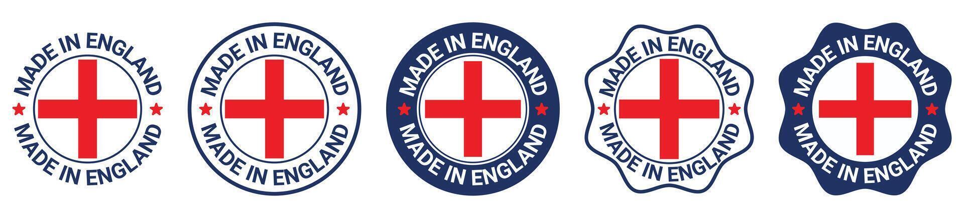 Five Variations of a Made in England Seal with the English Flag vector