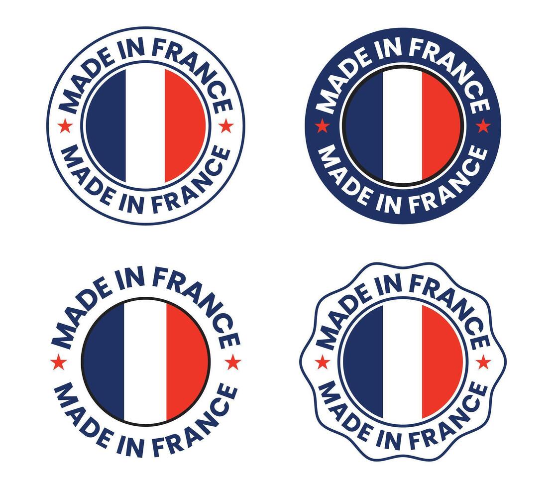 Made in France labels icon made in France logo France flag and France product emblem vector