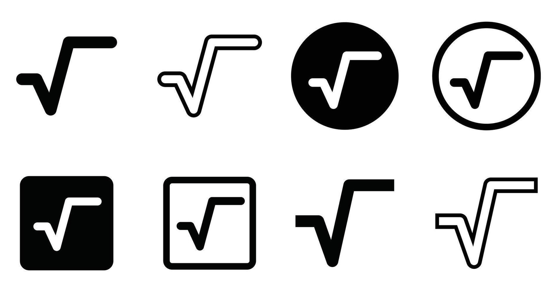A Collection of Square Root Symbol Variations in Different Styles and Shapes vector
