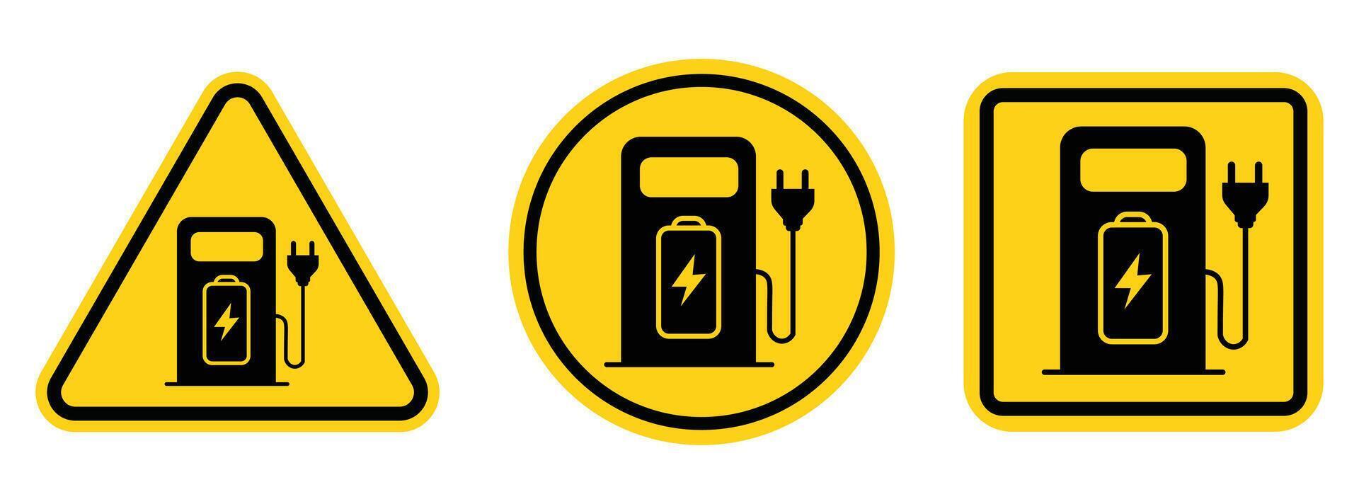 Electric Vehicle Charging Station Symbols Triangle vector