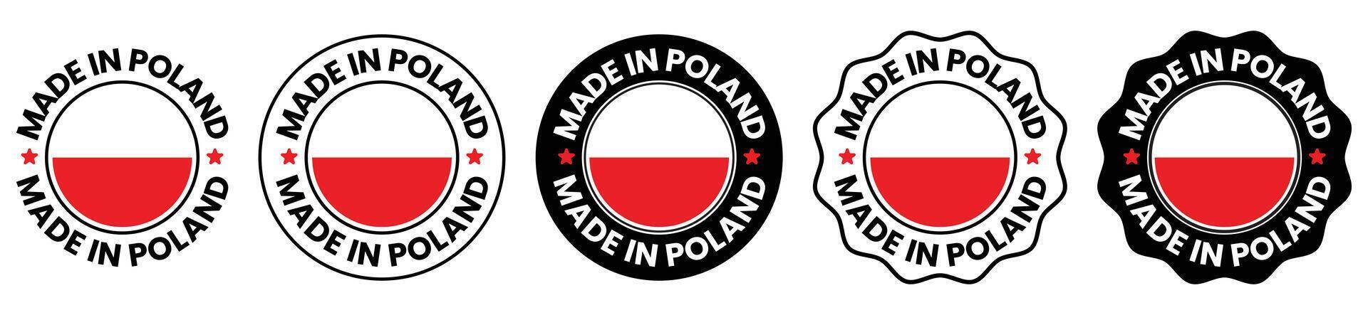 Collection of Polish Made Labels Featuring the Polish Flag vector