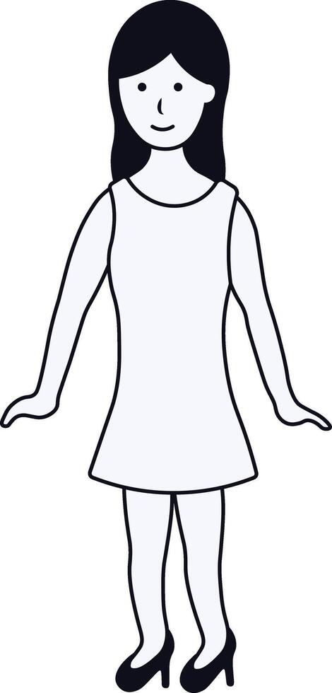 Girl Standing Pose Illustration. vector