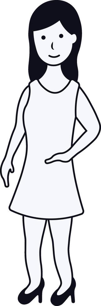 Illustration of Girl Standing Pose. vector