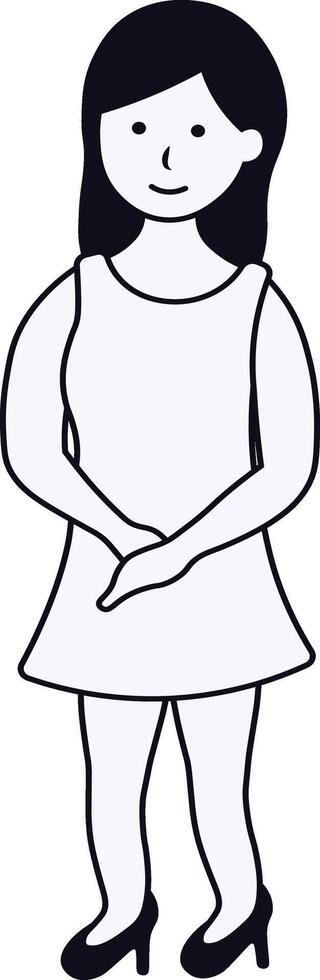 Girl Standing Pose Illustration in Flat Design vector