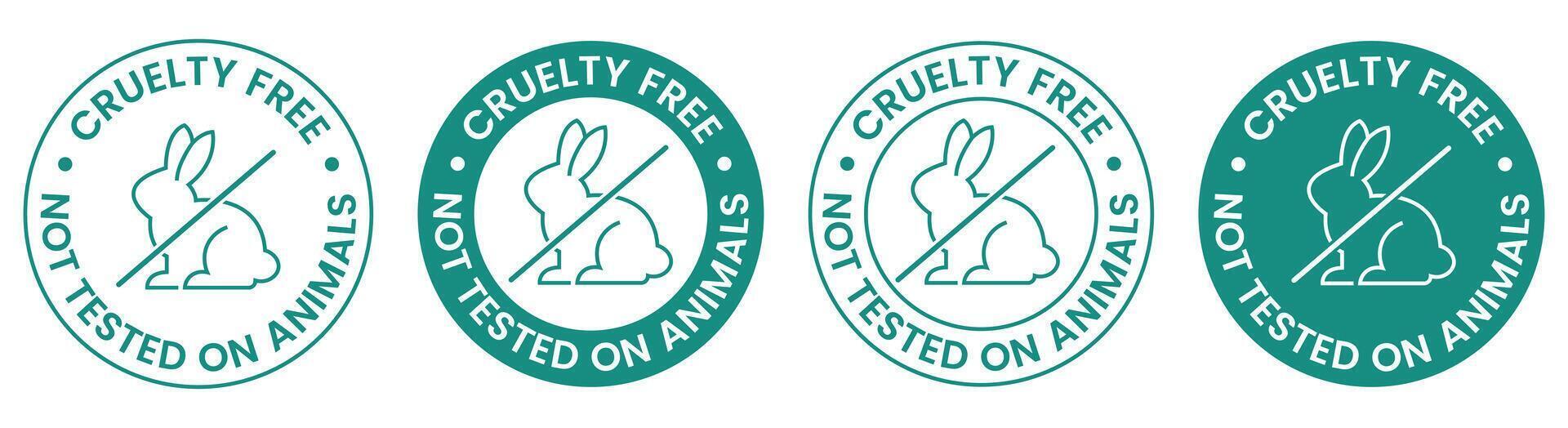 Four Teal Cruelty Free Logos Featuring a Rabbit Silhouette and Text vector