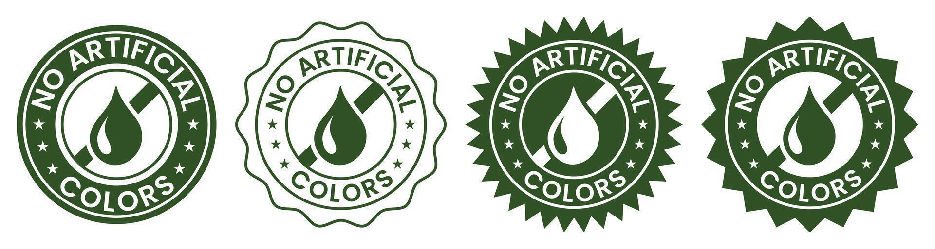 No artificial colors icons No artificial added colors logo badge icon sticker label emblem stamp and symbol in green and golden flat style isolated illustration vector