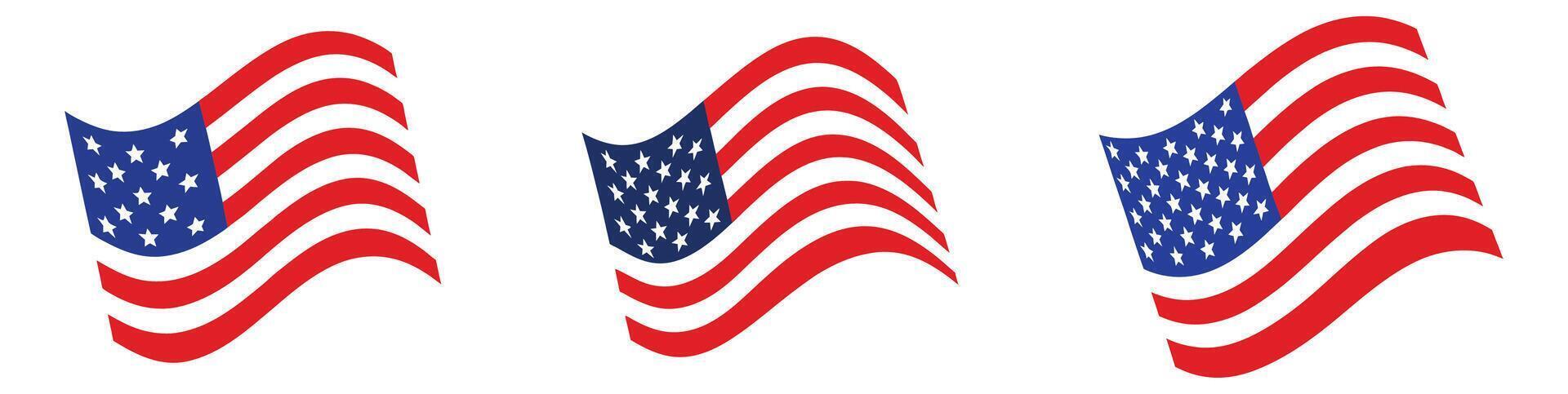 Three Stylized American Flag Designs Waving Gracefully vector