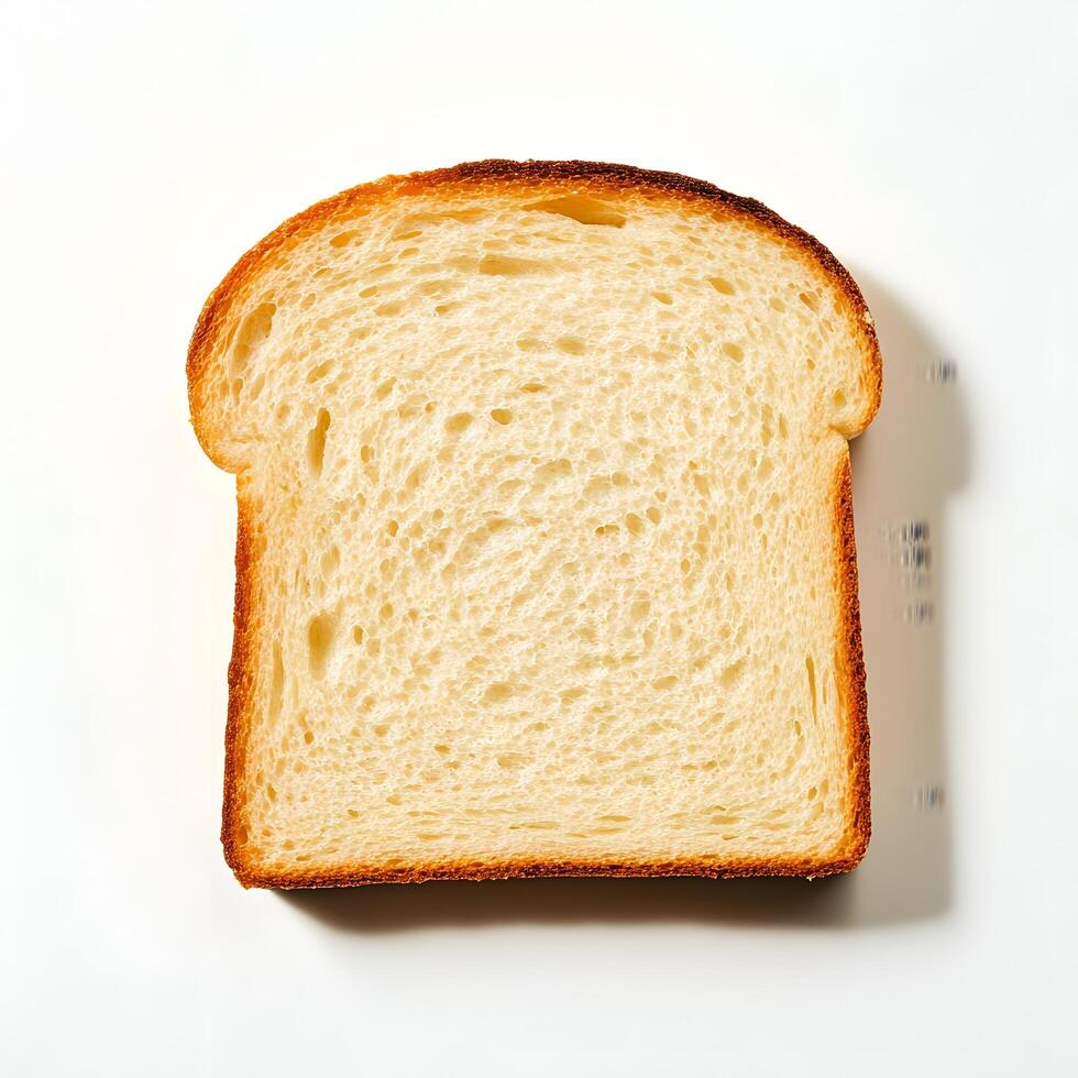 Single Slice of Toasted White Bread on White Background photo