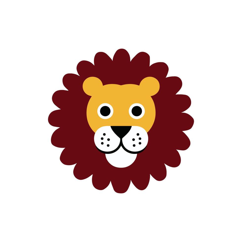 Funny Lion Art Modern Minimal Design with White Background vector