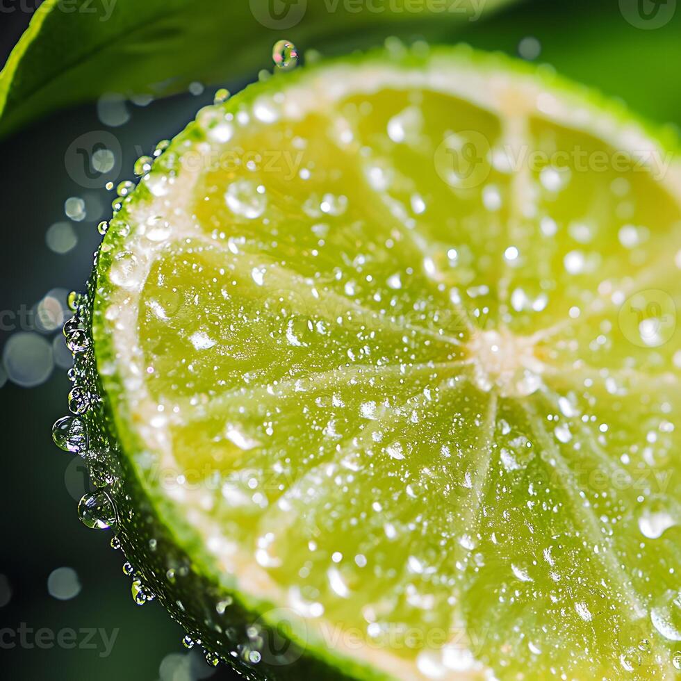 Closeup of a Lime Wedge with Water Droplets photo