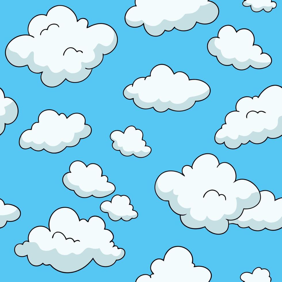 a cartoon cloud background with white clouds vector