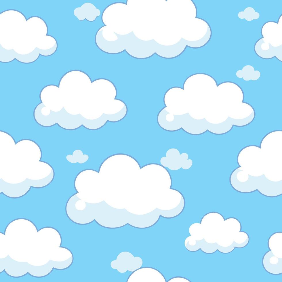 a seamless pattern with clouds on a blue background vector
