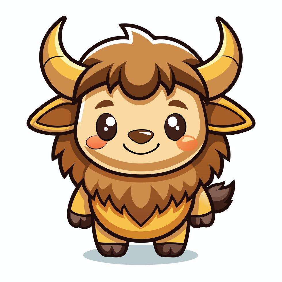 Cute cartoon yak character vector