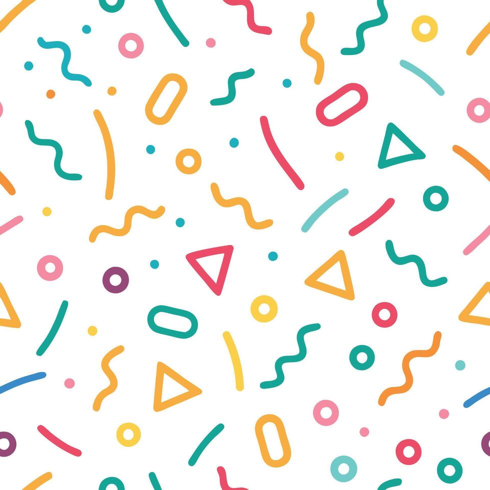 seamless pattern with white background colorful shapes and lines white background vector