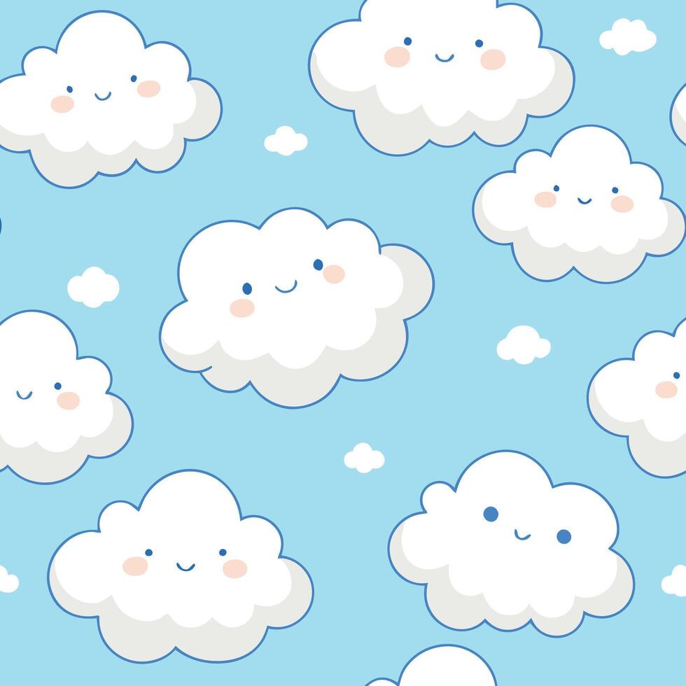 seamless pattern with clouds and clouds on blue background vector