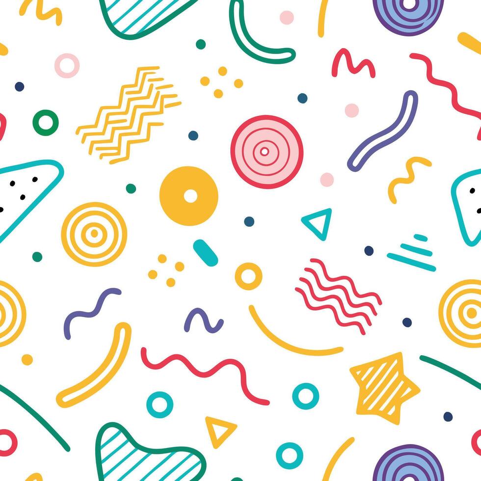seamless pattern colorful shapes lines vector