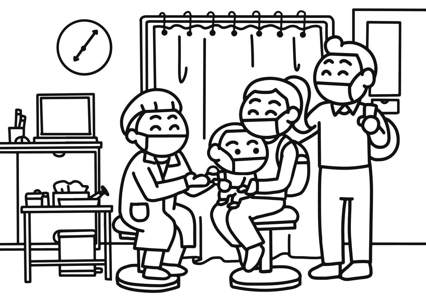 A family takes their son to get a vaccination vector