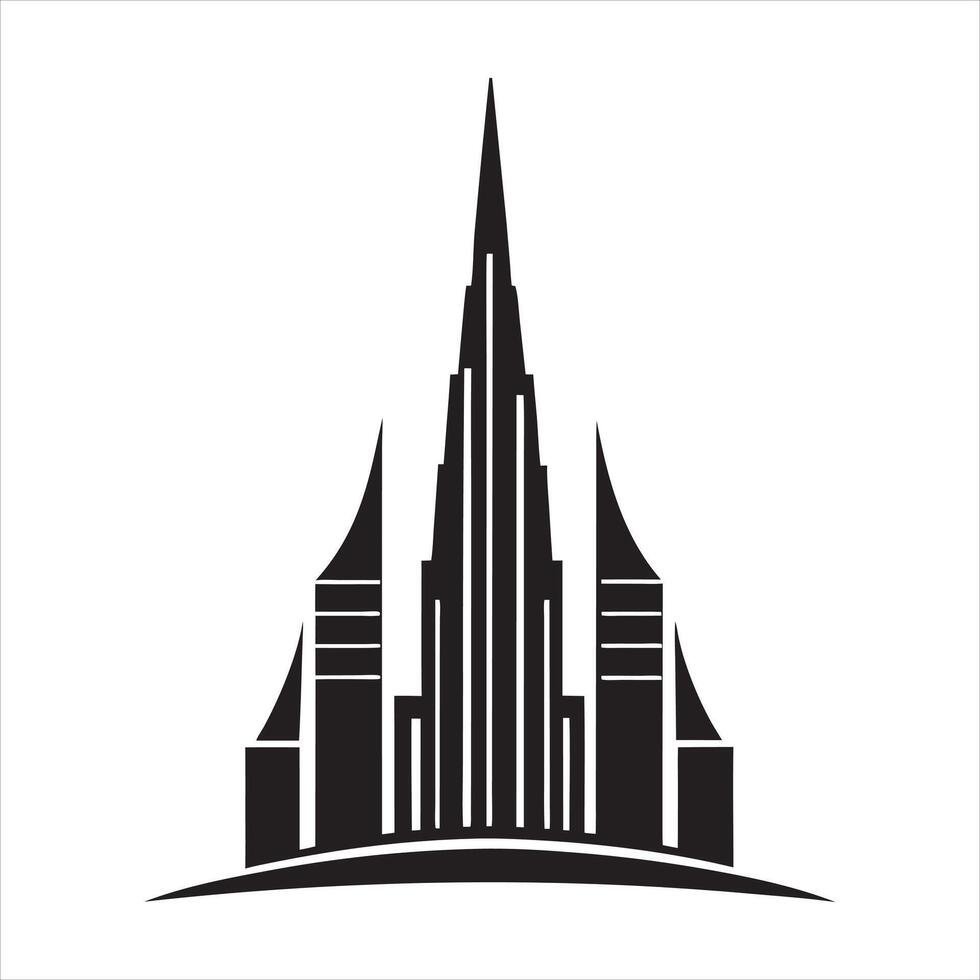 Burj Khalifa silhouette tallest building Dubai cityscape art vector
