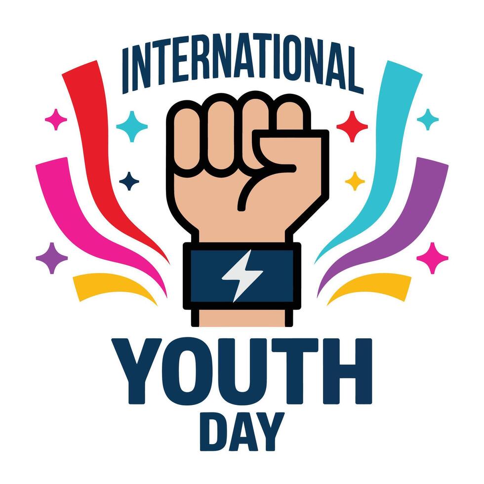 International youth day logo with fist vector