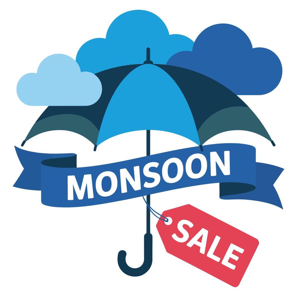 Monsoon sale banner vector