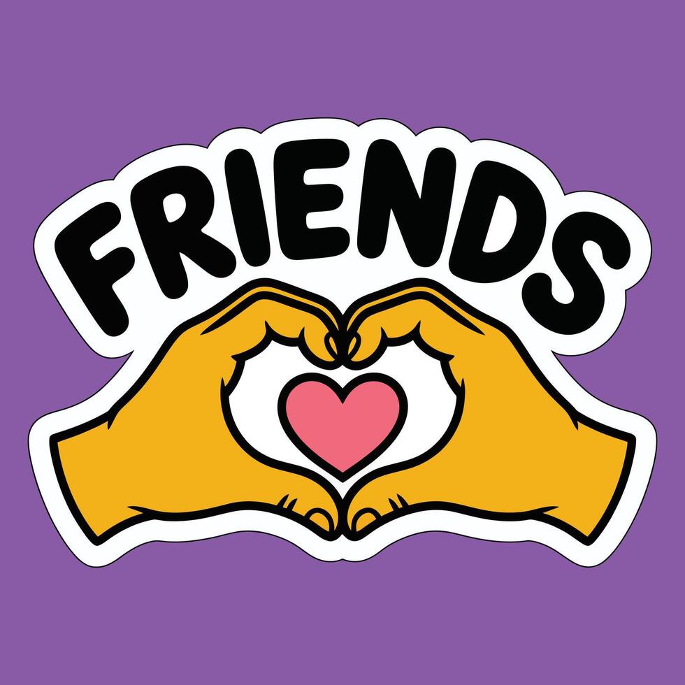 Friends sticker with hands holding heart vector