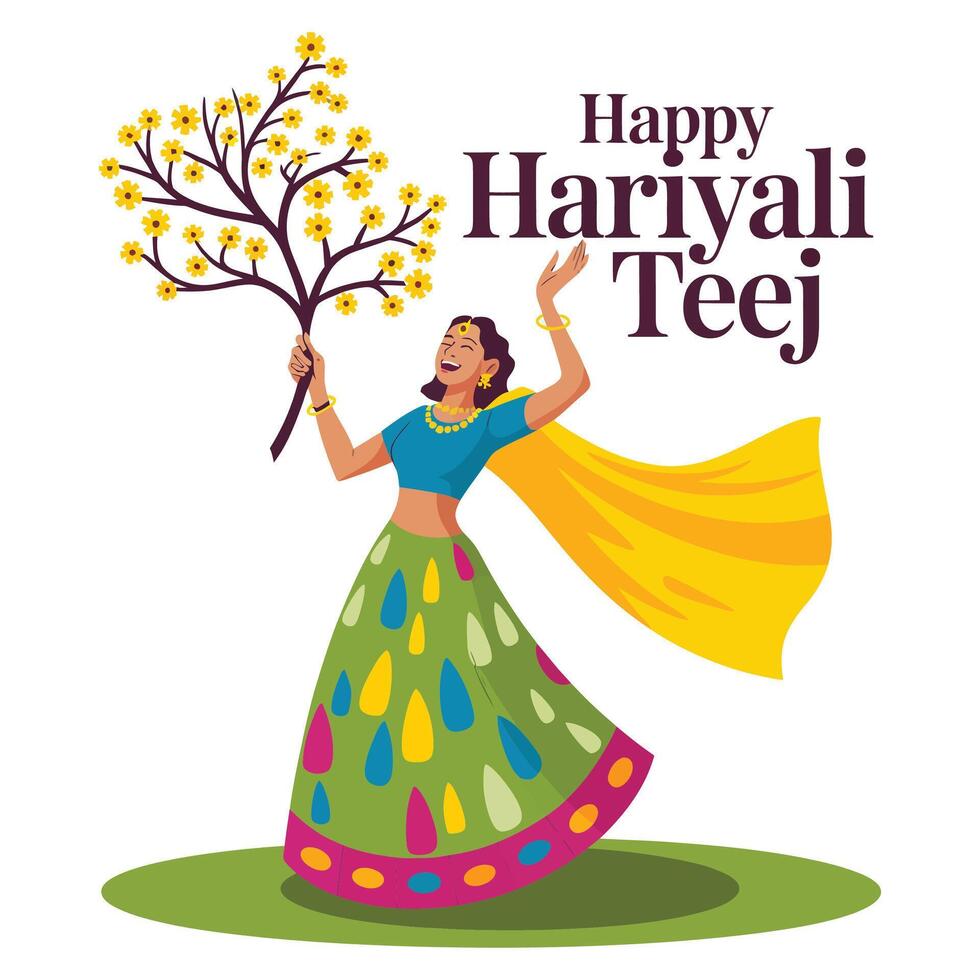 Happy hariyali teej vector