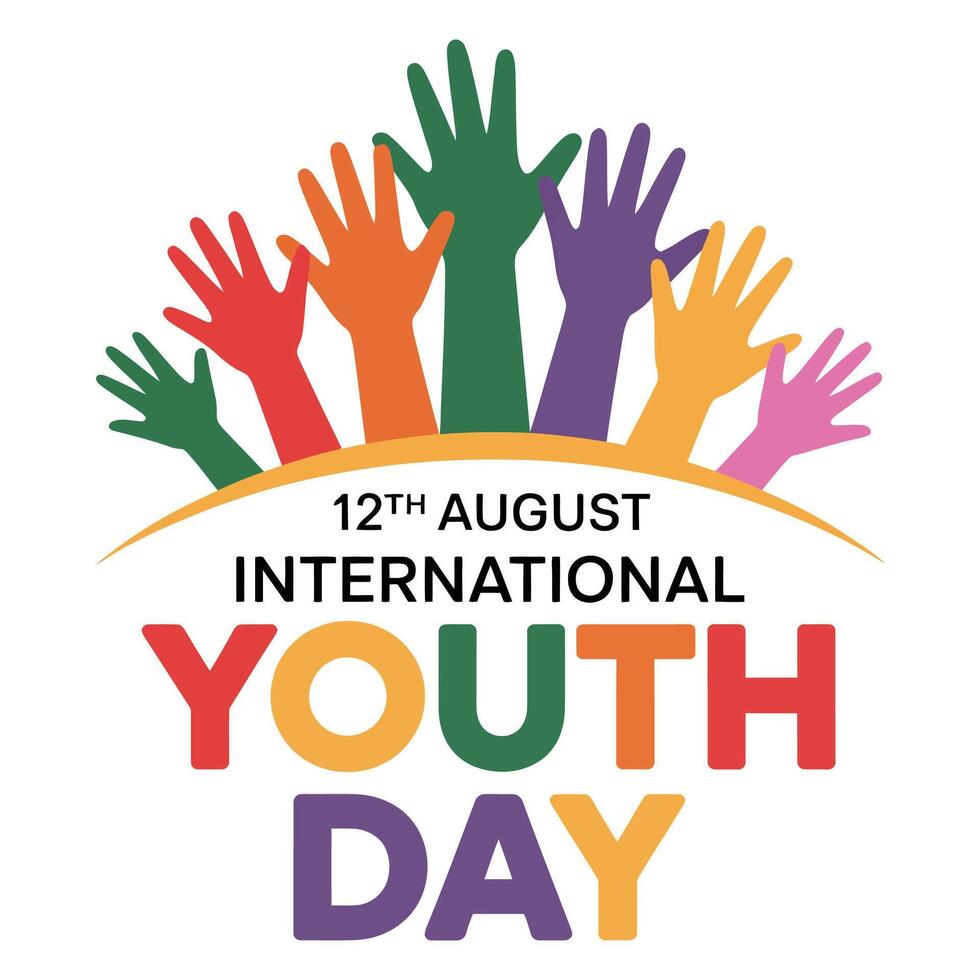 International youth day logo with hands vector