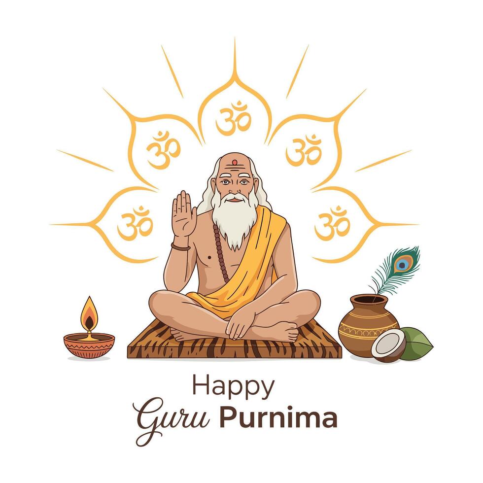 Minimalist Guru Purnima Illustration for Spiritual Festivals. vector