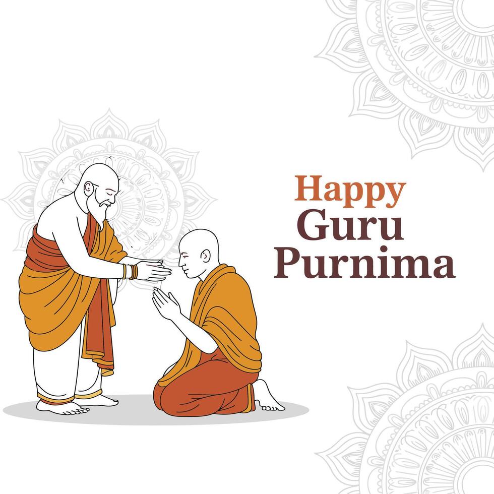 White Background Guru Purnima Worship Design. vector