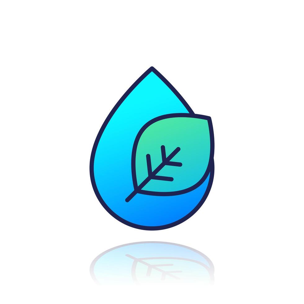 Drop and leaf icon with outline on white vector