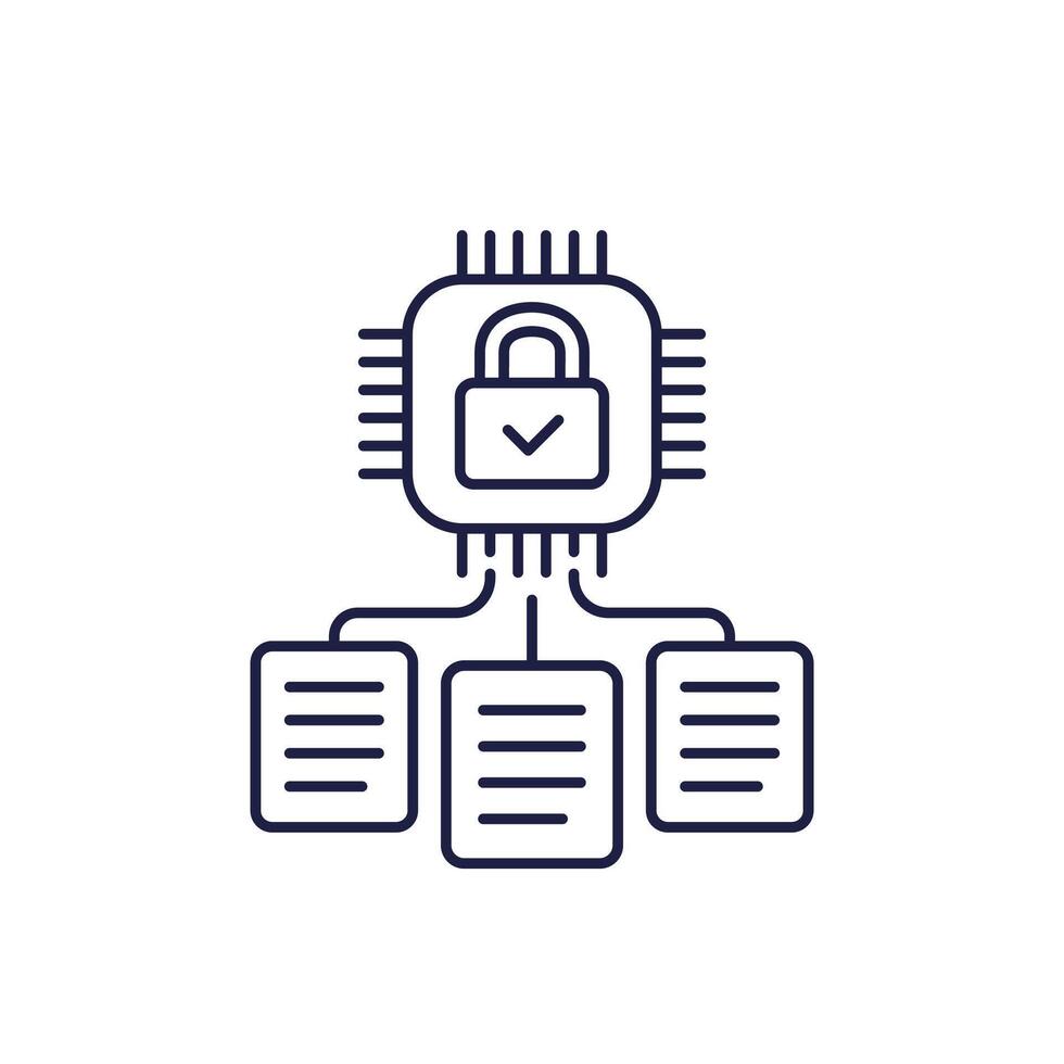 Hardware encryption of data line icon vector