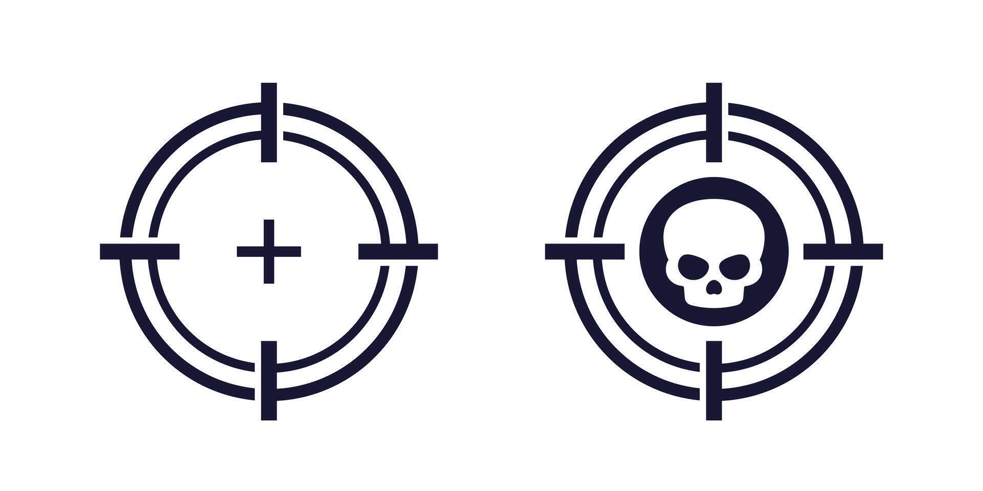 skull and target icons on white vector