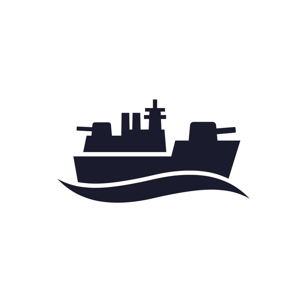 warship icon on white, navy ship vector