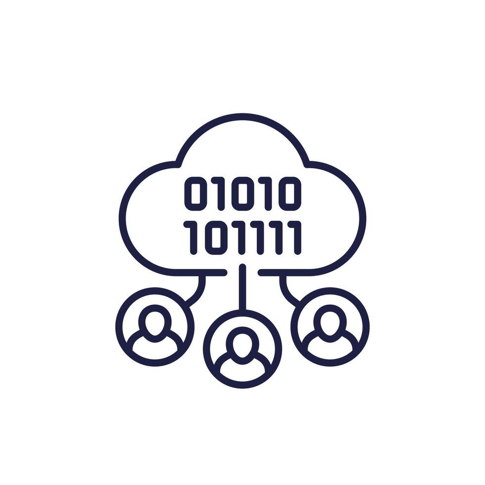 collect user data line icon design with a cloud vector