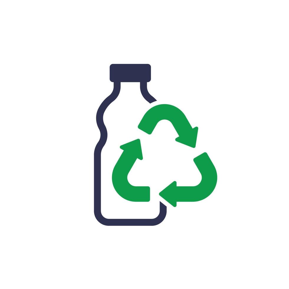 Recycle PET bottle icon on white, recycling plastic vector