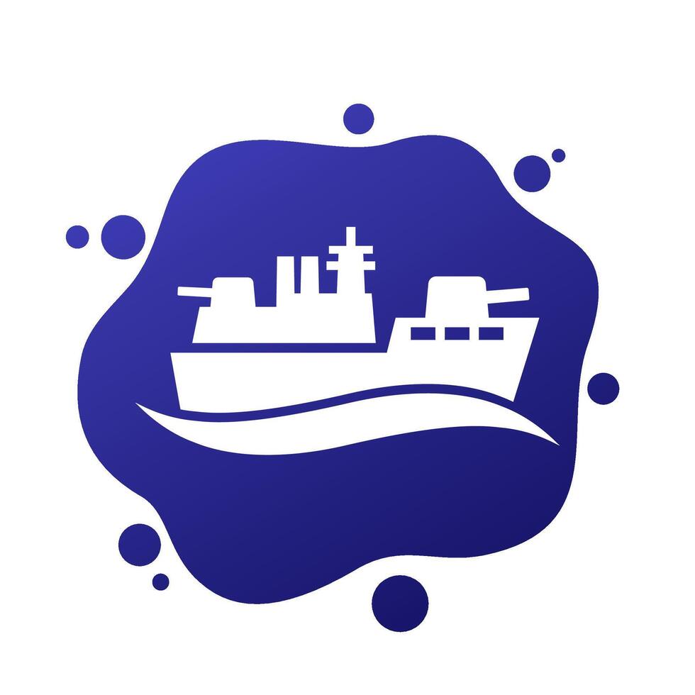 warship icon, navy ship vector
