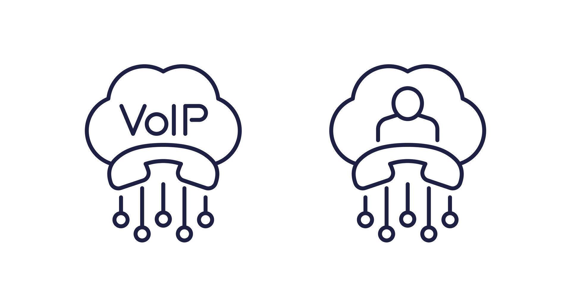 Voip telephony, call line icons on white vector