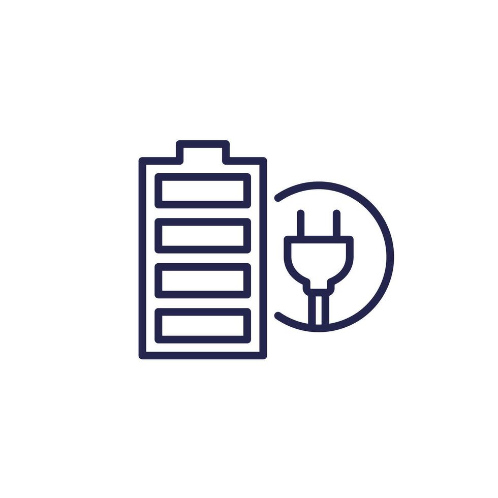 battery and electric plug line icon vector