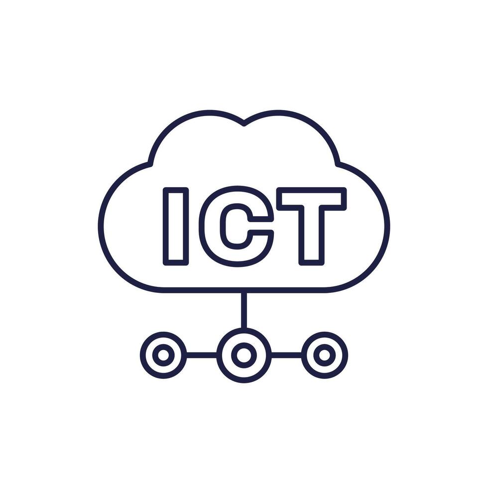 ICT line icon with cloud, Information and communications technology vector