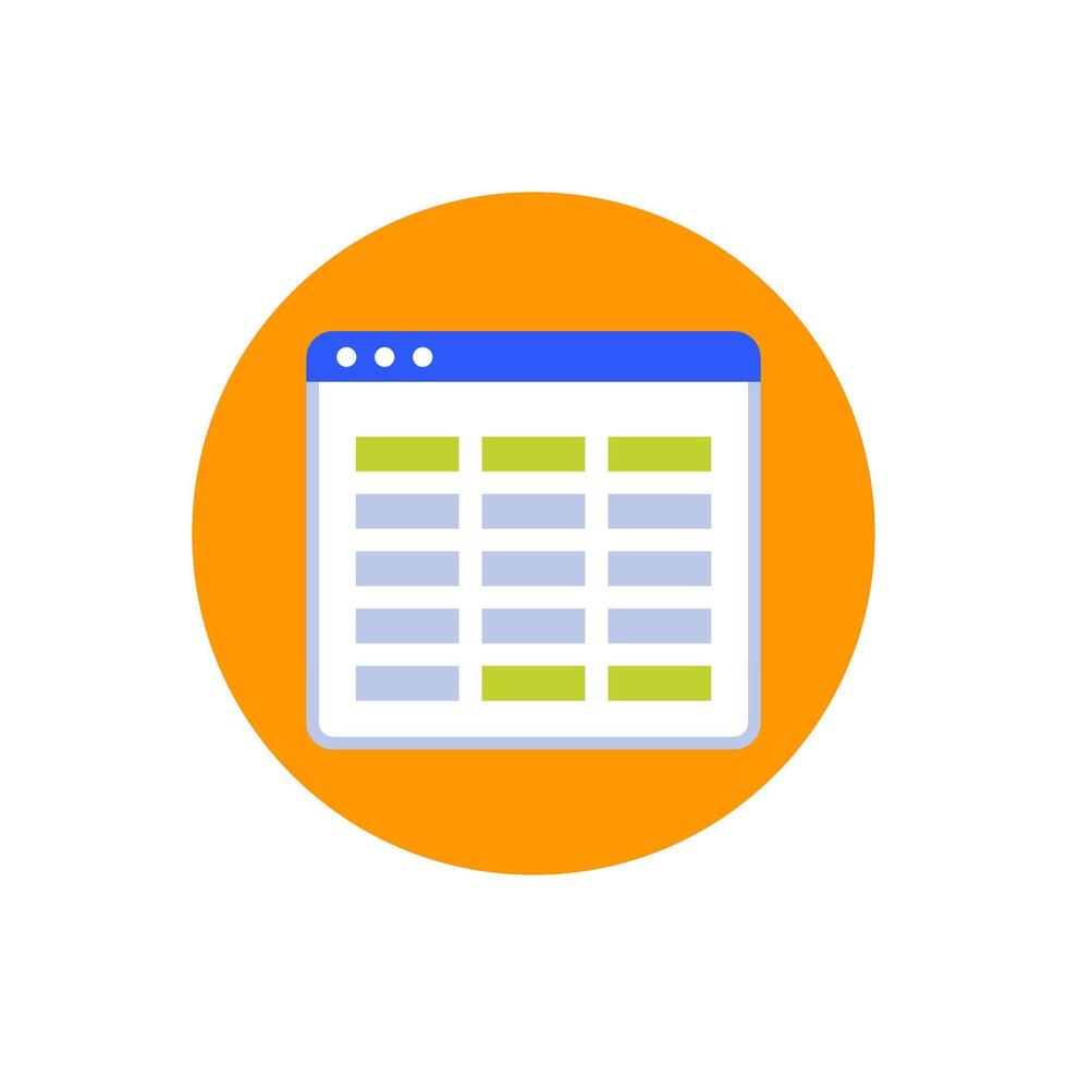 online spreadsheet icon, flat design vector