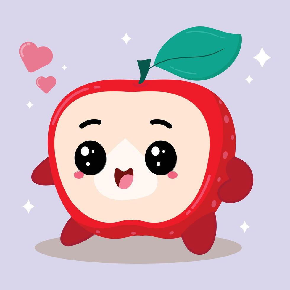 Cute And Happy Cartoon Apple Fruit Clipart Illustration vector
