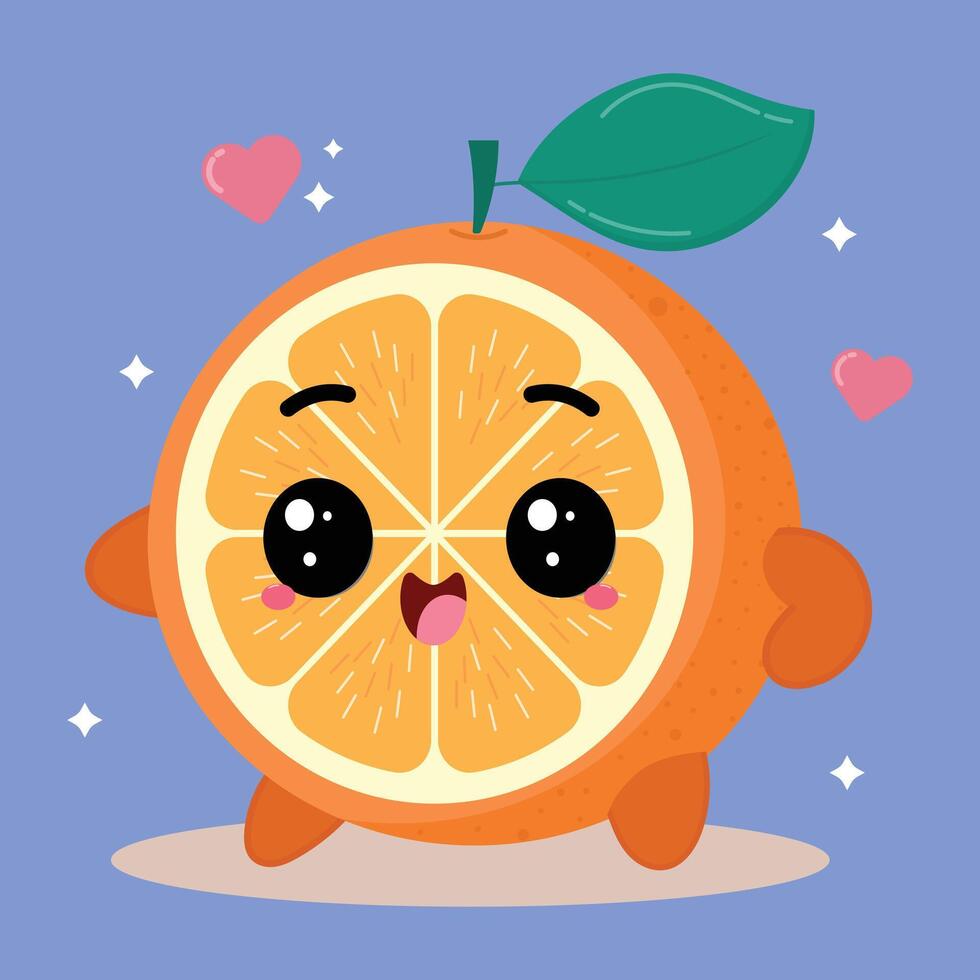 Cute And Happy Cartoon Orange Fruit Clipart Illustration vector
