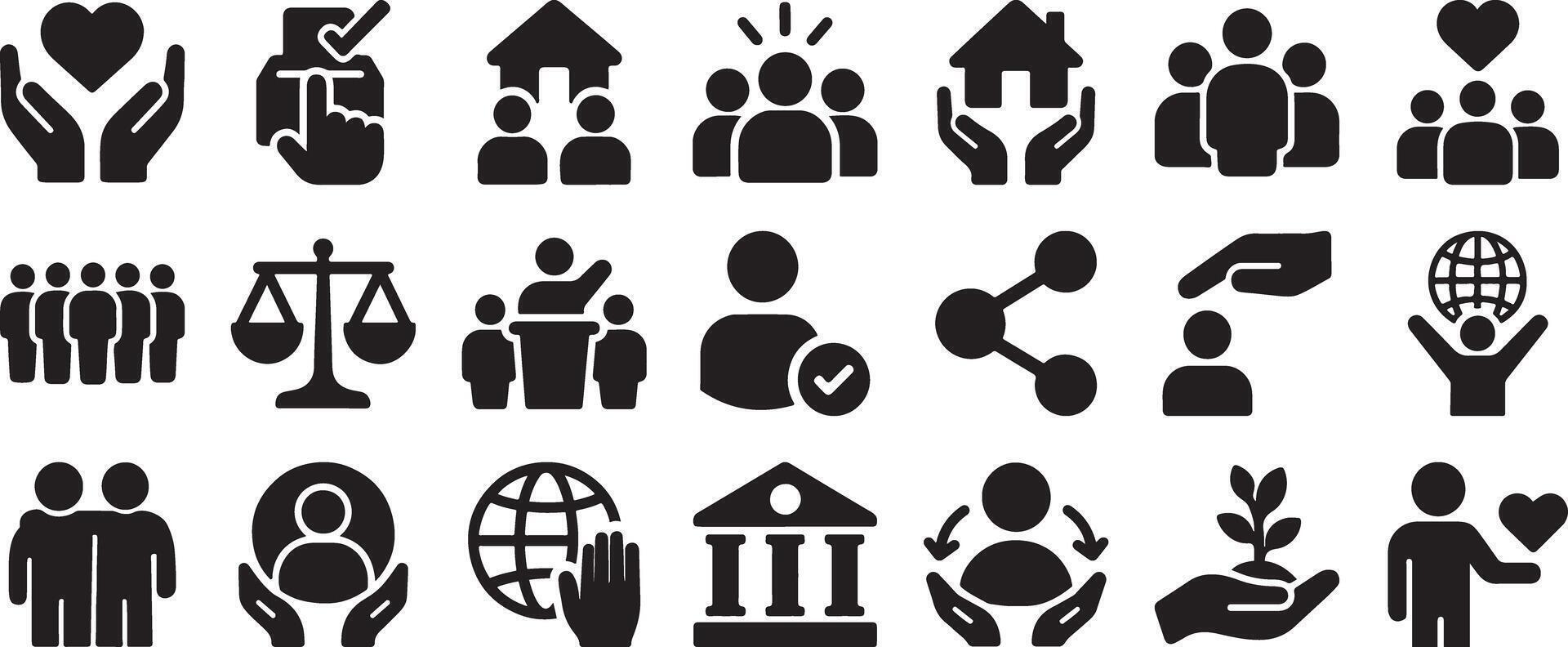 community and social values icon set vector