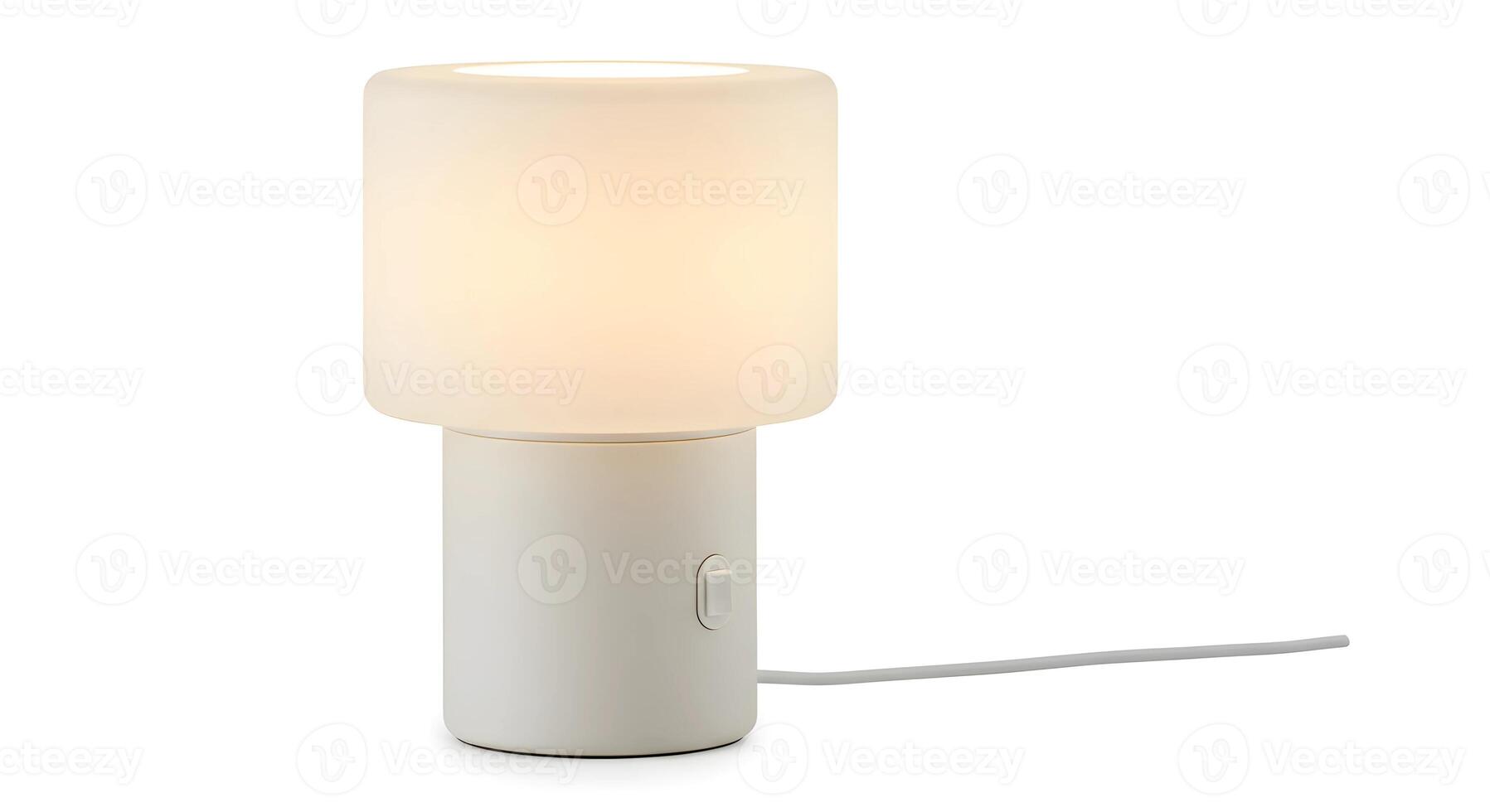 A white table lamp with a white shade photo