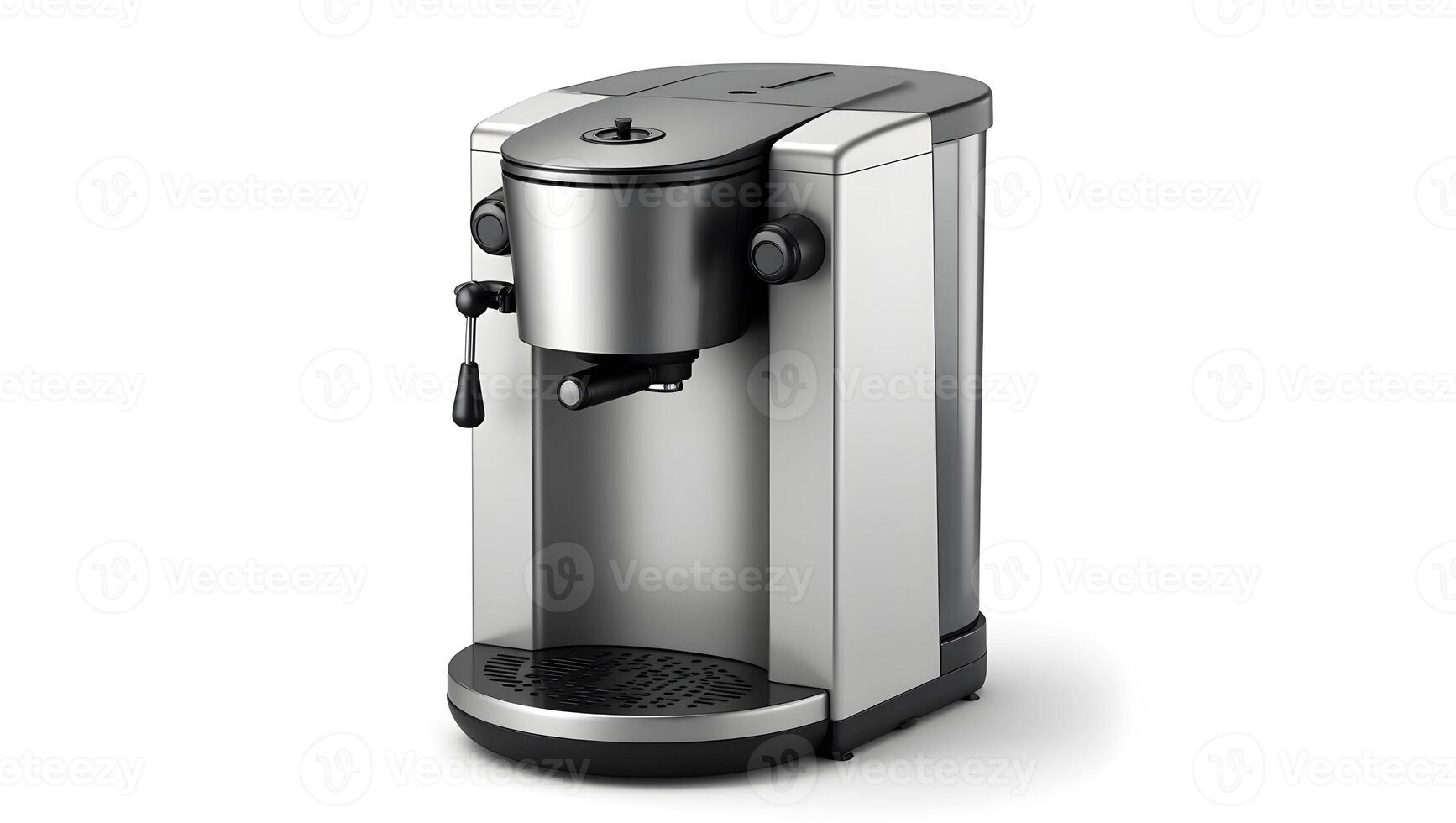 A coffee maker with a black and silver finish photo