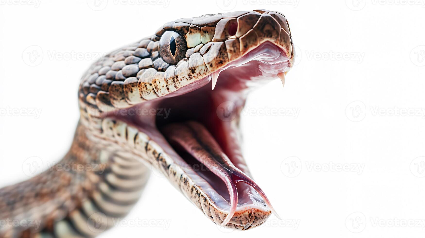 Menacing Venomous Snake with Opened Mouth Ready to Strike - Deadly Reptile Close-up photo