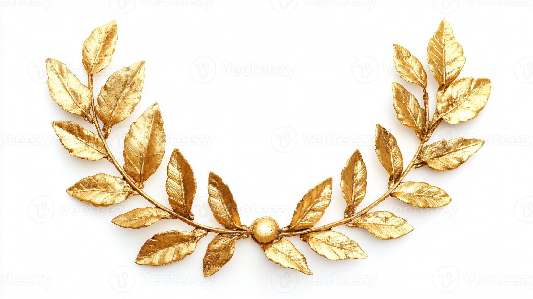 Elegant Golden Laurel Wreath on White Background for Awards and Achievements photo