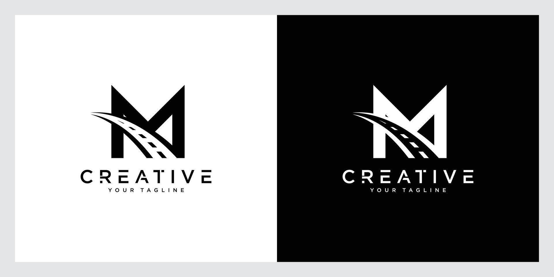 Modern logo design initial M combine with road. vector